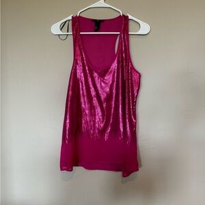 H&M bright pink sheer tank with sequins. Size 6